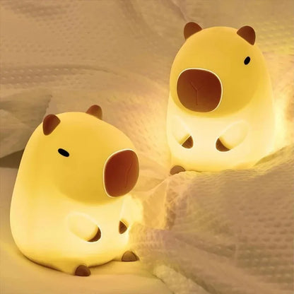 Cute Pet Capybara Night Light Cartoon Silicone Creative Bedside Sleep Night Lamp For Room Decor Birthday gift clearance sale