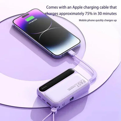 120W Fast Charging Power Bank with Built-in Cables