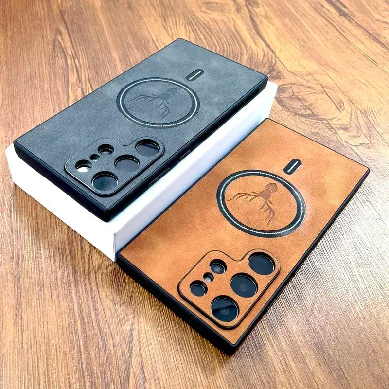 PU Leather MagSafe Wireless Charging Case Samsung Galaxy