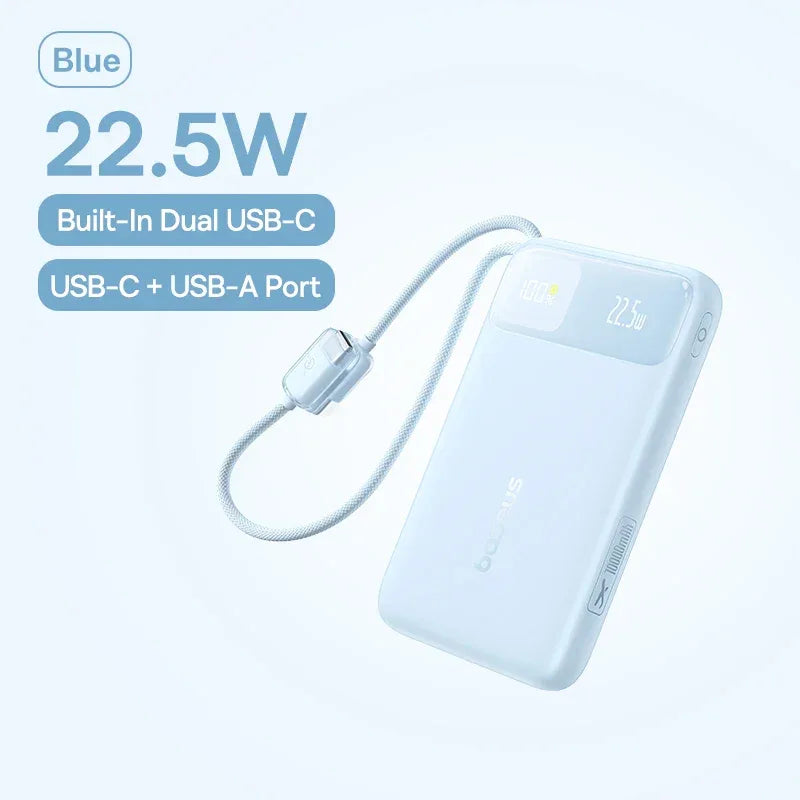 Baseus 10000mAh 22.5W Dual USB-C Cable Power Bank