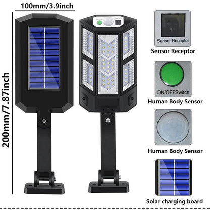 Powerful LED Solar Outdoor Courtyard Wall Lamp Rechargeable Induction Solar Garden Light Terrace Garage Door Street Lighting