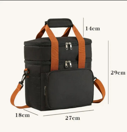 Insulated Lunch Bag|Leak-proof Polyester Cooler Tote with PVC Lining|Adjustable Shoulder Strap and Side Mesh Pockets.