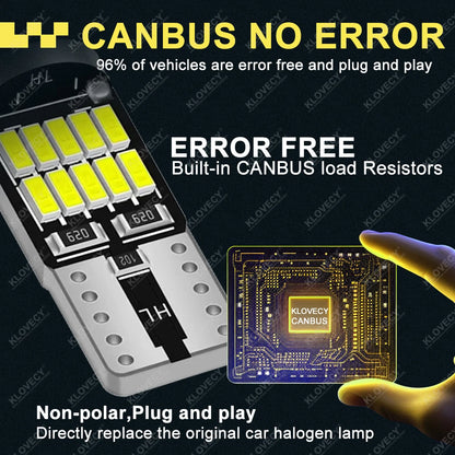 10-40 PCS CANBUS No Error T10 W5W LED Bulb For Car Interior Dome Door Map Trunk License Plate Lights 12V 26SMD 400LM 6500k White