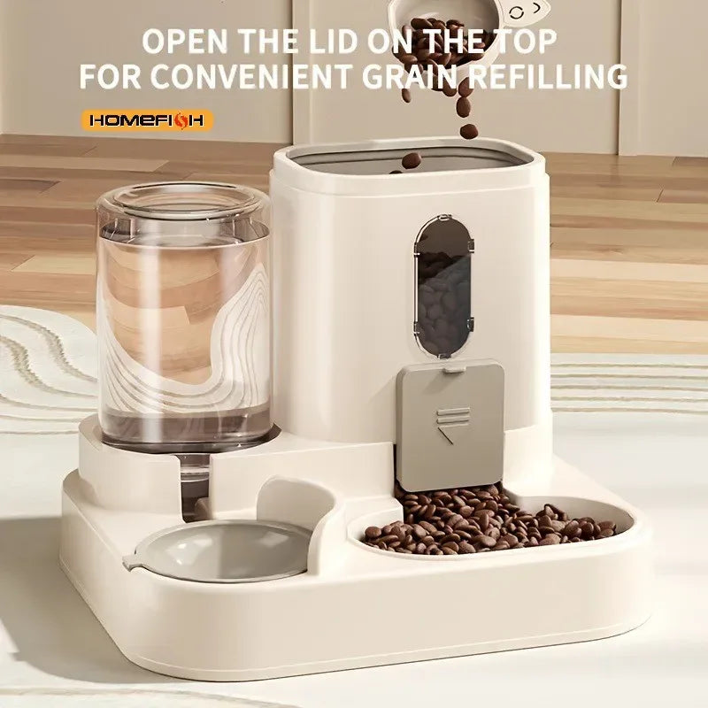 2in 1 Cat Food Dispenser Water and Food Integrated Fully Automatic Cat Food Feeding and Water Dispenser Cute Water Dispenser - Urbizia