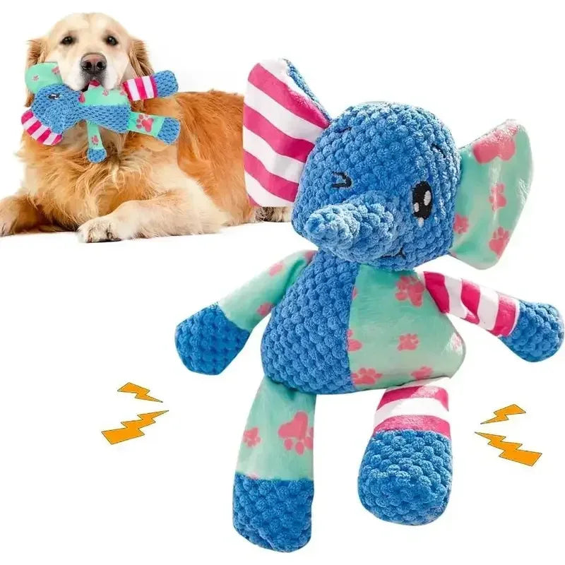 Dog Chew Toy Cute Animals Bite Resistant Interactive Squeaky Puppy Toy Teeth Cleaning Pet Plush Toy Pet Supplies - Urbizia