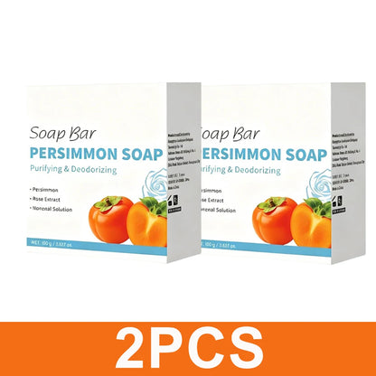 Persimmon Soap Bar Japanese Persimmon & Green Tea Extract For Men and Women Gentle on All Skin Types Deodorizing Soap Rose Scent