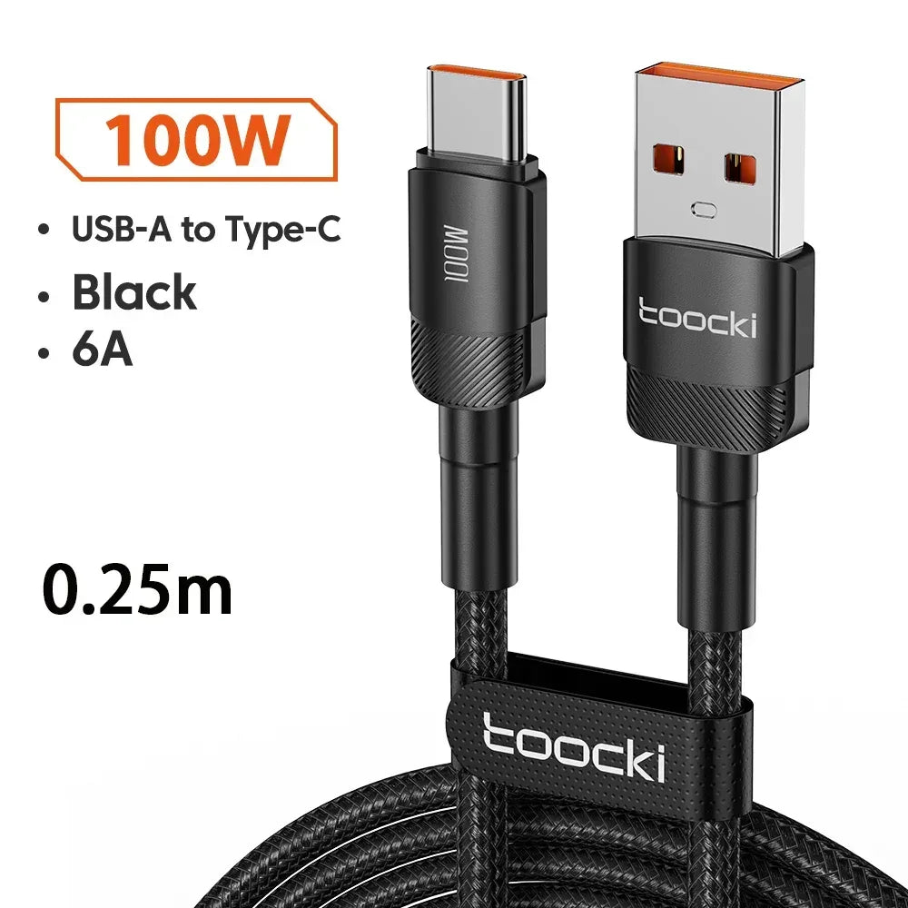 Toocki 6A USB To Type C Cable for Huawei Xiaomi PD 100W Fast Charging Charger USB C Data Cord Quick Charge for Samsung Oneplus - Urbizia