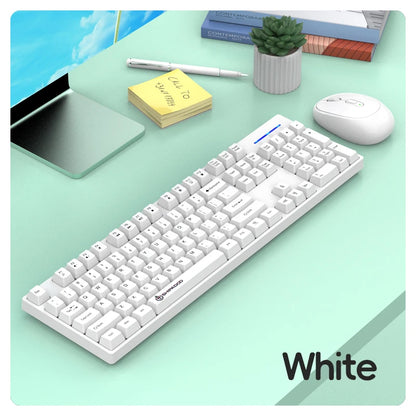 2.4G Wireless Keyboard Mouse Combo for Office Home - Battery Operated, 4 Color Options (Tricolor/Pink Popular) - Stable & Durabl