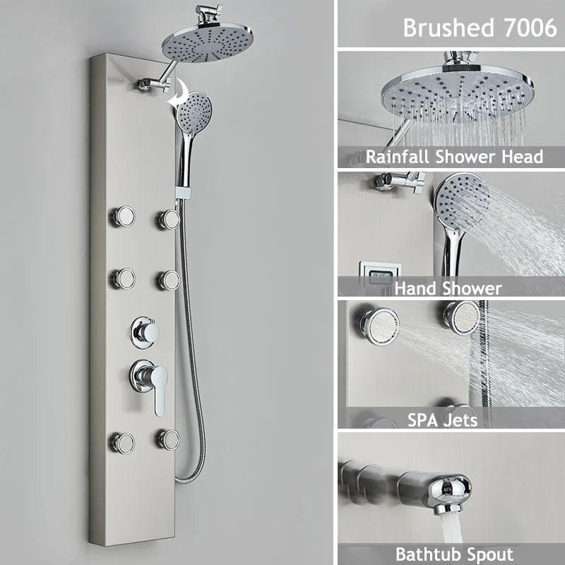 Luxury LED Shower Panel SPA Massage Jet Shower Faucet Bathroom Waterfall Rain Shower Column System Faucet Bathoom