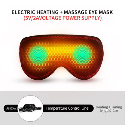 Heating Massage Eye Mask - Hot Compress Relieves Fatigue/Dark Circles, Aids Sleep, 3 Gears Heat & Vibration (For Eye Strain)
