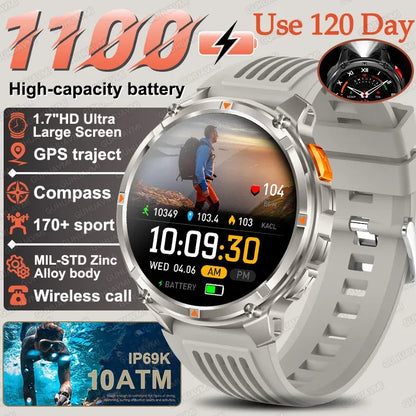 2026 New 1100mAh Big Battery Smart Watch Men Outdoor GPS Path Compass 10ATM Waterproof Bluetooth Call AMOLED HD Sport Smartwatch - Urbizia