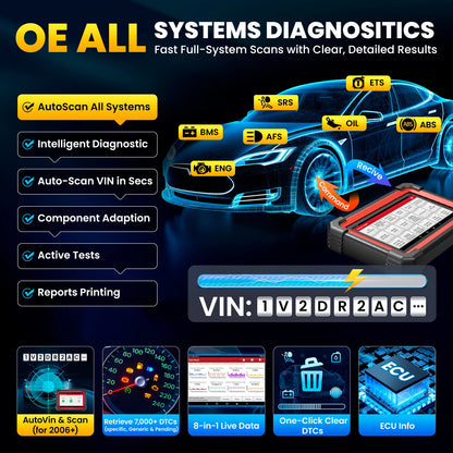 LAUNCH X431 CRP919E BT Car Diagnostic Tools CAN FD DOIP ALL Systems ECU Coding Bi-directional 35 Resets DBScar VII Auto Scanner