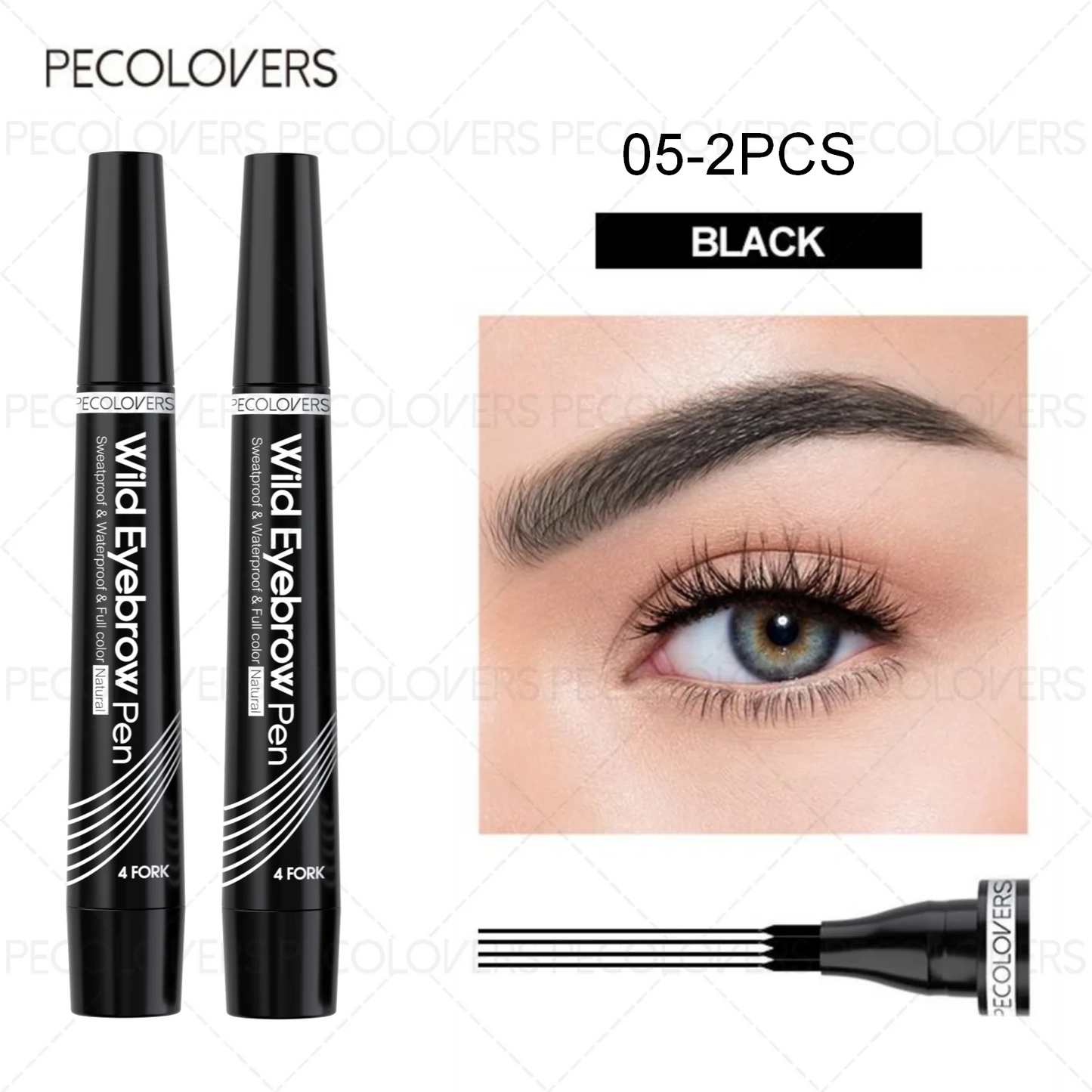 Waterproof 4-Tip Eyebrow Pen – 6 Colors