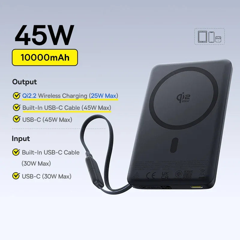 Baseus Qi2 10000mAh Magnetic Wireless Power Bank 15W