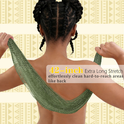 PeaKalo Authentic African Net Sponge-2Pcs Exfoliating Bath Shower Loofah Sponge, Gentle Back Scrubber for All Skin Types,Durable