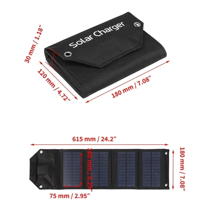 60W 80W 100W Foldable Solar Panel 5V USB Portable Folding Bag Battery Charger for Phone Outdoor Camping Waterproof Power Bank - Urbizia