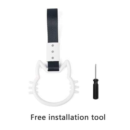 JDM Auto Accessories Cat Tsurikawa Ring Handle Hand Strap Loops Bumper Bus Car Drift Charm Warning Tag