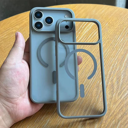 For Magsafe Wireless Charge Phone Case For iPhone 18 Pro Max 17 16 15 14 Plus 13 12 11 18 Pro Max Transparent Acrylic Back Cover