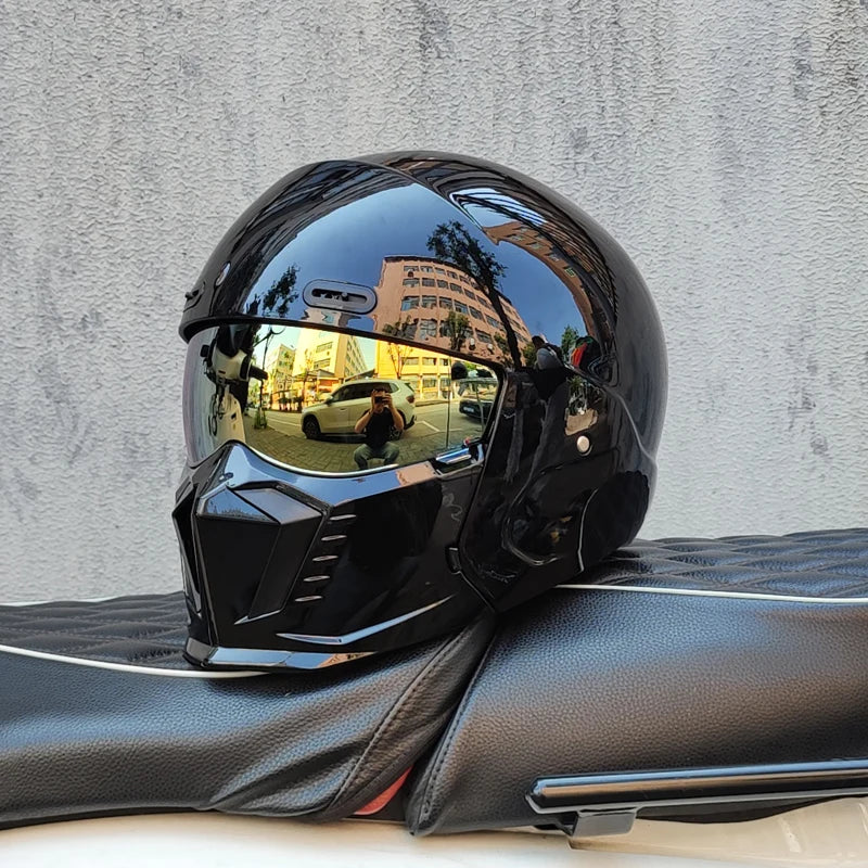 ORZ motorcycle retro helmet cruise men's and women's combination full helmet scorpion helmet reserved Bluetooth headphone slot