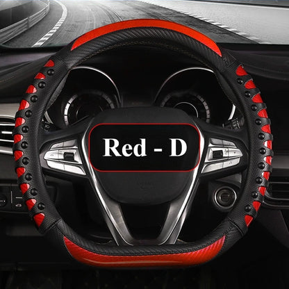 Carbon Fiber Leather Auto Steering Wheel Cover Universal Non Slip Steering Wheel Covers Car Accessories Interior Steering Covers