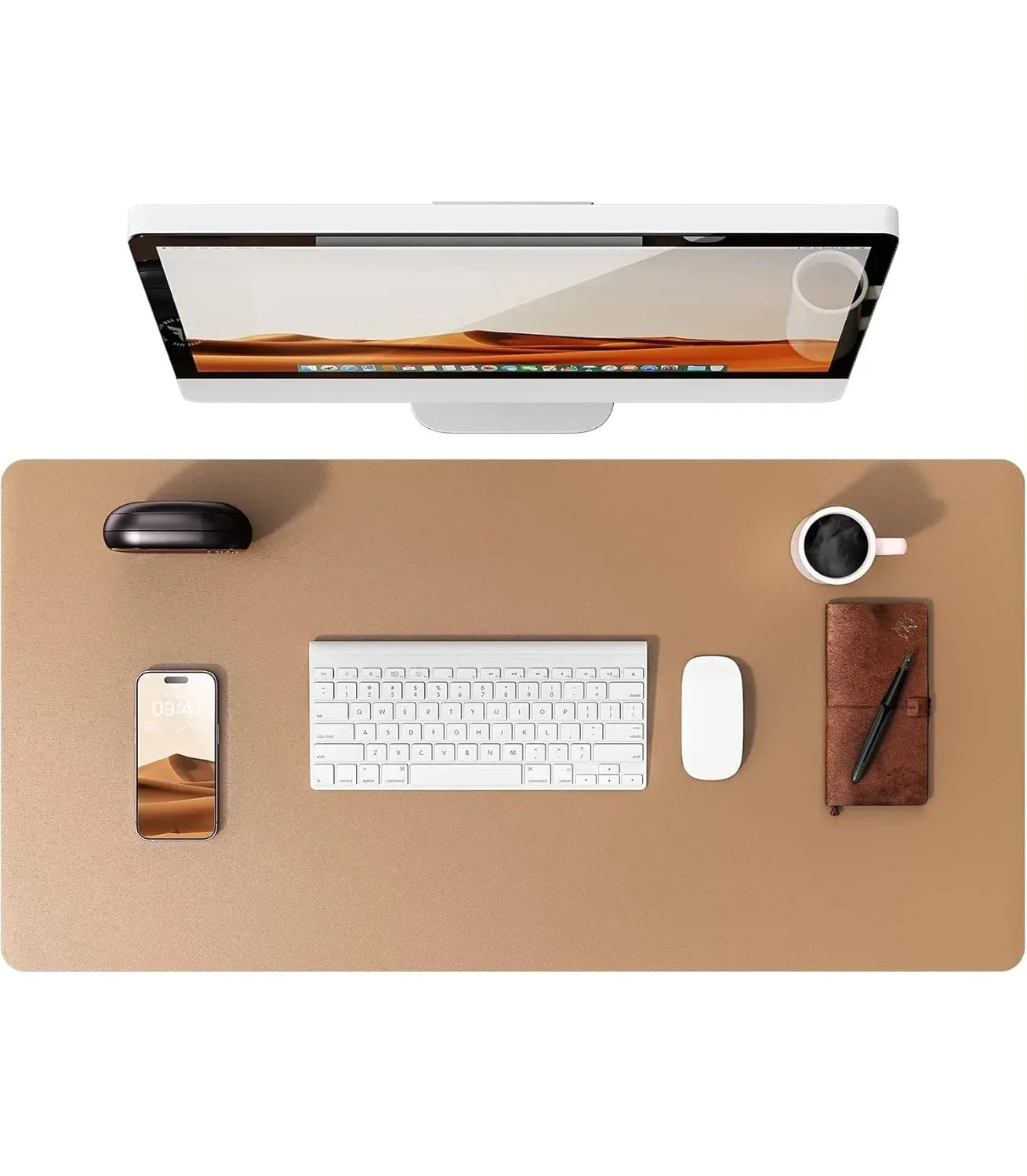 Large Mouse Pad,Office Desk Mat, Leather Desk Pad Protector, Non-Slip PU Leather Desk Blotter, Laptop Desk Pad - Urbizia