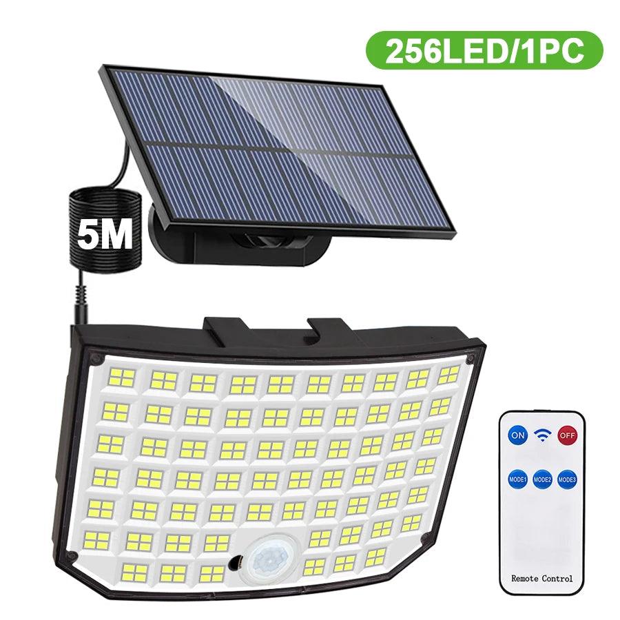 Solar Outdoor Motion Sensor Lights 348/328 LED Security Flood Wall Lamp Remote Control 270° IP65 Waterproof Outdoor Lighting