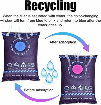 Reusable Silicone Dehumidifier Bag Car Air Freshener Interior Wardrobe Room Home Moisture Absorber Dampness Preventer Drying Bag