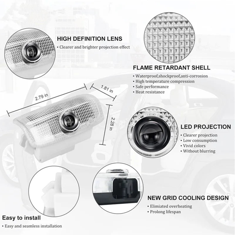 2Pcs LED Car Door 3D Projector Lights For Infiniti EX25 EX35 EX37 QX50 QX56 QX70 QX80 Q50 Q60 M25 M35 M37 FX37 FX50 G37 G25 2022