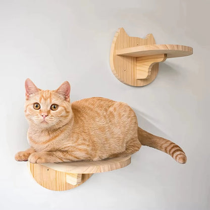 Cat Climbing Shelf Wall Mounted Four Step Stairway With Sisal Scratching Post For Cats Tree Tower Platform Jumping Pet Furniture