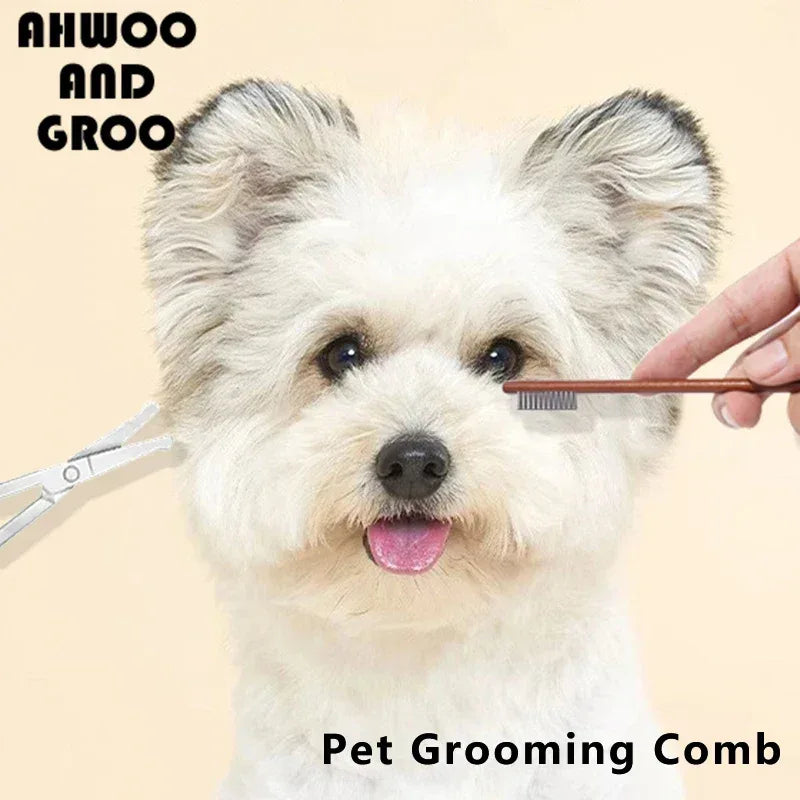 Pet Woodiness Facial Cleaning Comb Removes Tear Stains Eye-poop Comb Dog Hair Repair Scissors Cat Hair Comb Pet Clean Supplies - Urbizia