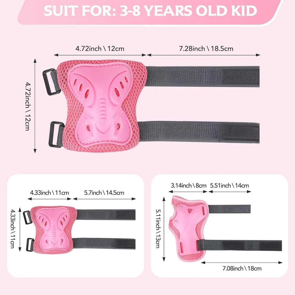 6PCS Kids 3-10 Years Knee Elbow Pads Guards Protective Gear Set for Roller Skates Cycling Bike Skateboard Scooter Riding Sports