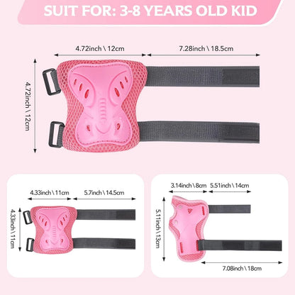 6PCS Kids 3-10 Years Knee Elbow Pads Guards Protective Gear Set for Roller Skates Cycling Bike Skateboard Scooter Riding Sports