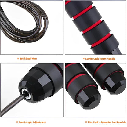 1PCS The New Jump Rope Steel Wire Skipping Exercise Adjustable Jumping Fitness Workout Training Home Sport Equipment Tangle-Free - Urbizia