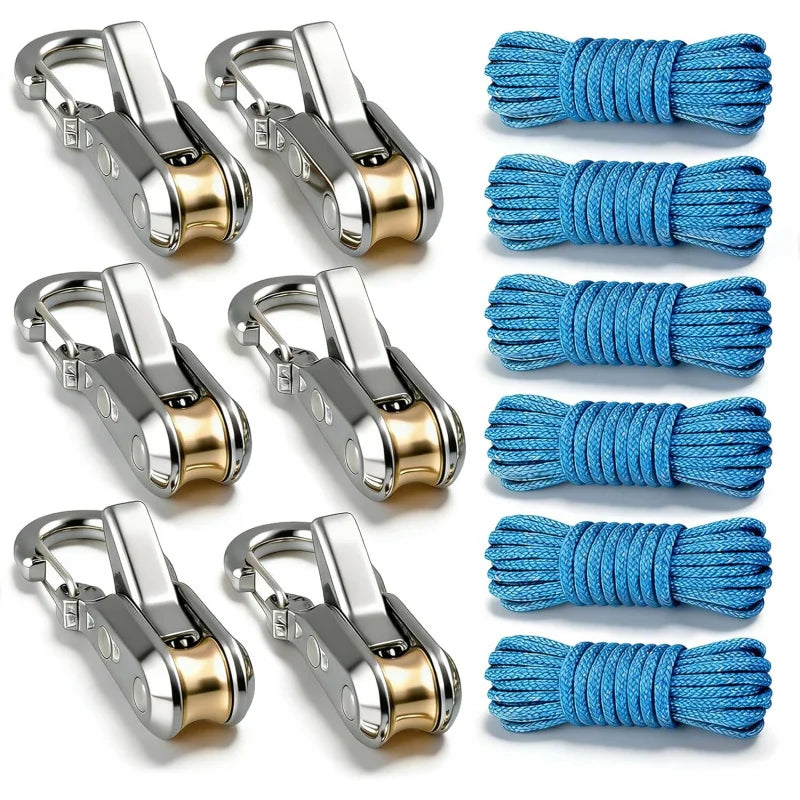 Rope Tying Tool And Tensioner with Roller Tensioner,  Heavy-Duty Retractable Buckle with Accessory Rope, Suitable for Camping