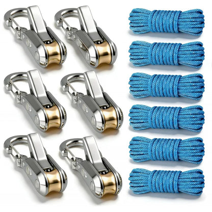 Rope Tying Tool And Tensioner with Roller Tensioner,  Heavy-Duty Retractable Buckle with Accessory Rope, Suitable for Camping
