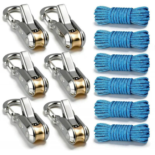 Rope Tying Tool And Tensioner with Roller Tensioner,  Heavy-Duty Retractable Buckle with Accessory Rope, Suitable for Camping