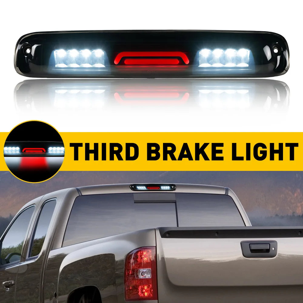 1Pcs LED Smoke 3rd Third Brake Light Red White Fit For Chevy Silverado 1500 2500 3500 1999-2006 For GMC Sierra Smoke shell