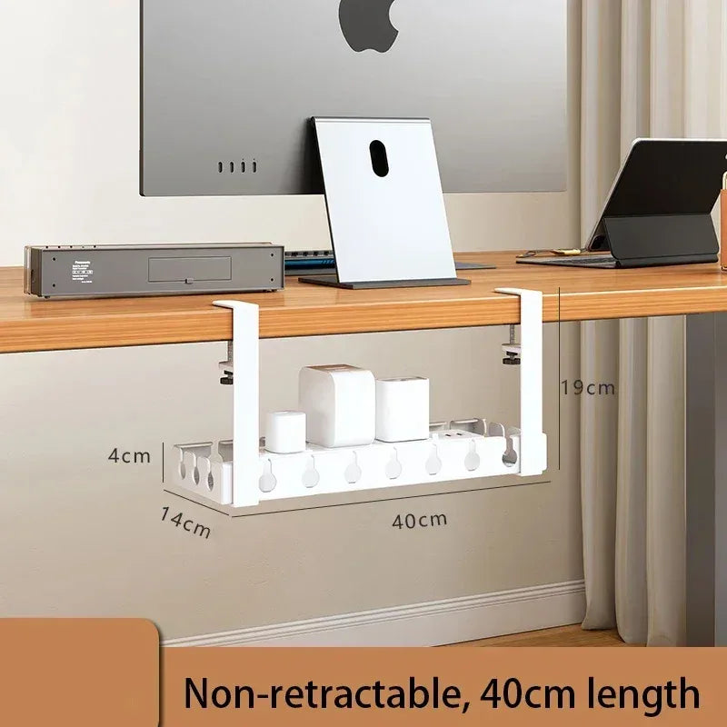 Under Desk Cable Management Tray,Extendable Sturdy Steel Under Desk Cord Hider Raceway,Power Strip Cord Holder Wire Management - Urbizia