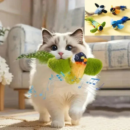 Indoor Interactive Birds Toy for Cat Chasing Teasing Toy Sounding Catnip Cat Teaser Toy Self-hilarity Wall Hanging Birds Cat Toy - Urbizia