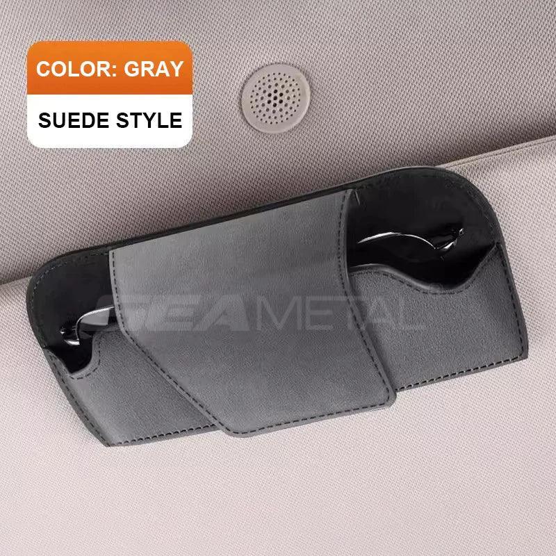 SEAMETAL Cowhide Sun Visor Glasses Holder Premium Leather Wear-Resistant Sunglasses Protective Box Auto Eyeglasses Storage Case - Urbizia