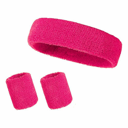 New Hot Athletic Sweatband Hairband Headband Wristband Set in 3-Pack Cotton Head Sweat Bands for Running, Cycling, Yoga, Spa