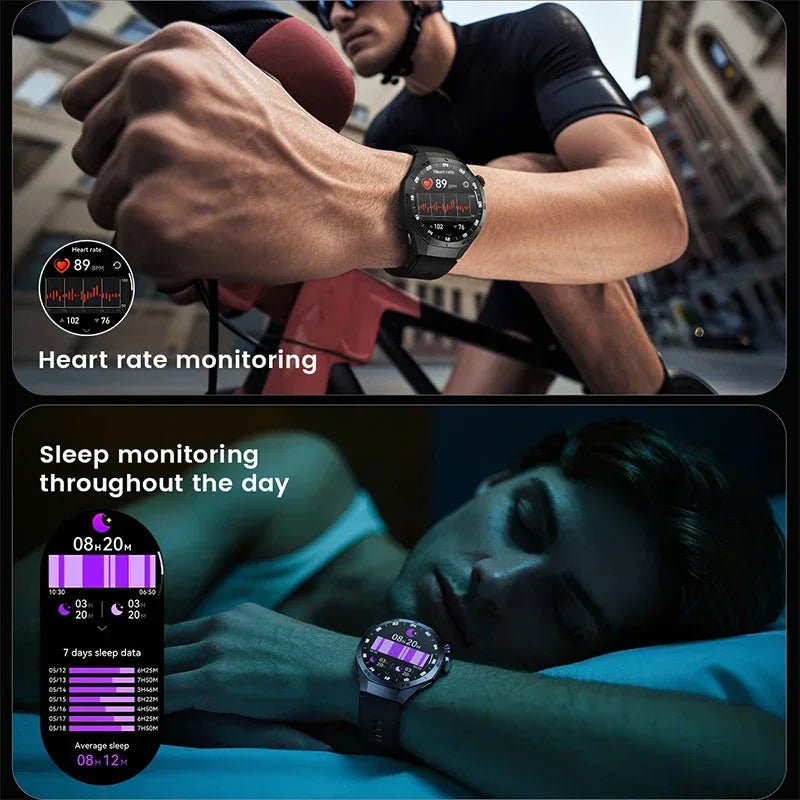 2025New For Android and ios Smart Watch Men AMOLED Screen GPS Motion trajectory Heart Rate Bluetooth Calls SmartWatch Waterproof - Urbizia