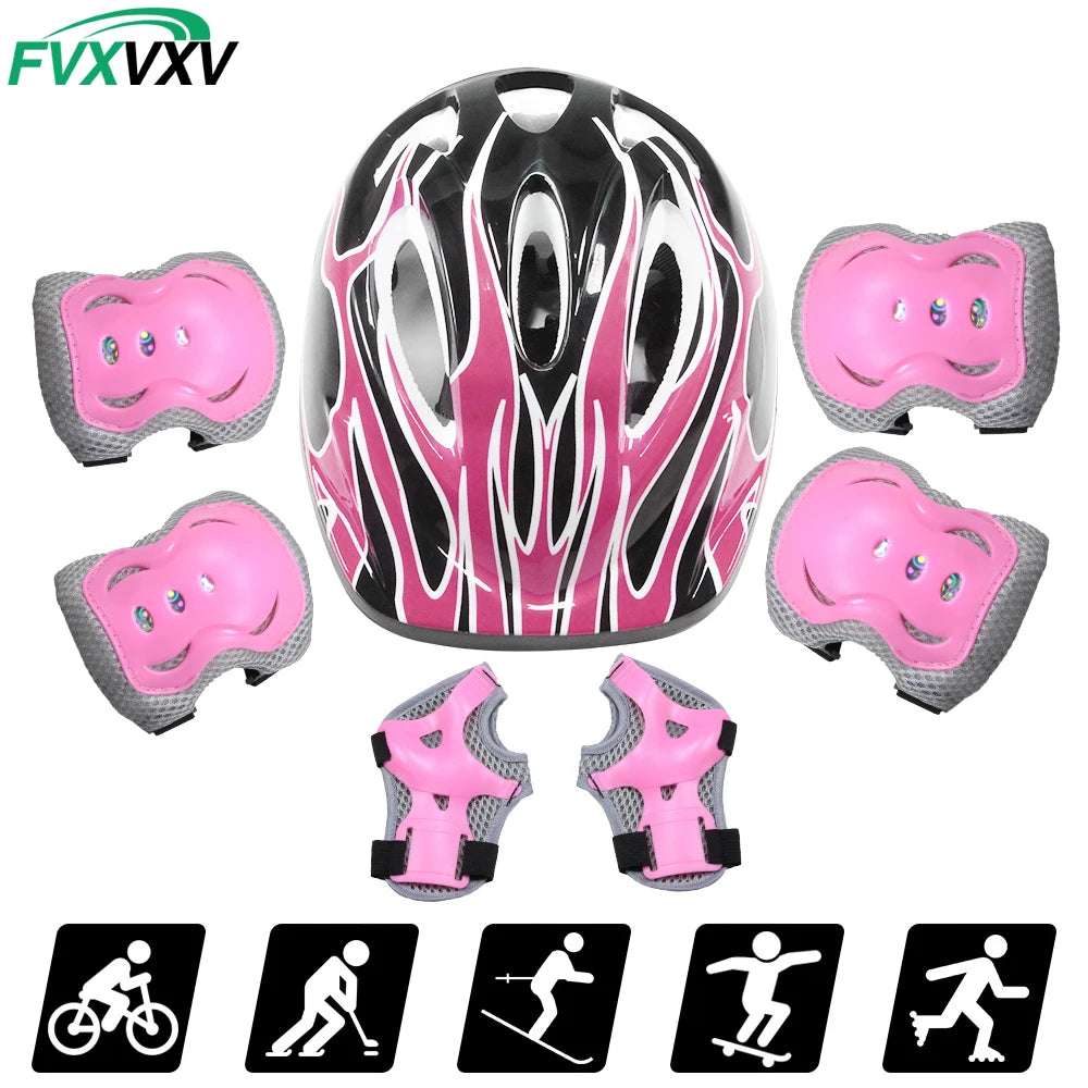 Kids Helmet & Protective Gear Set for Ages 3-10, Adjustable Bike Helmet with Knee Pads, Elbow Pads & Wrist Guards,Roller Skate