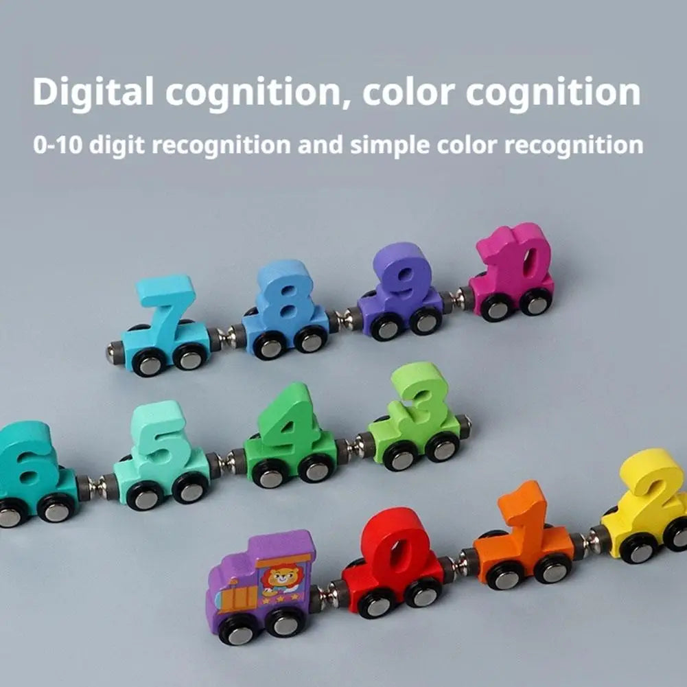 Colorful Building Blocks Number Digital Magnetic Wooden Train Toys Educational Hand-eye Coordination Magnetic Digital Train