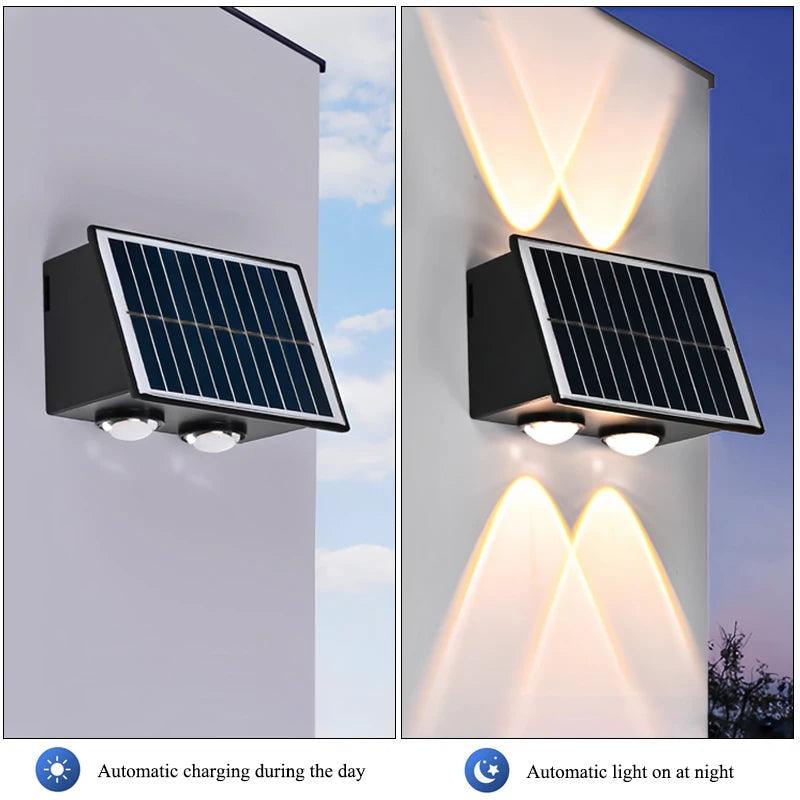 Modern Minimalist Solar Wall Light 4/6/8 LED Outdoor Waterproof Ip65 Garden Hallway Balcony Up and Down Light Wall Light