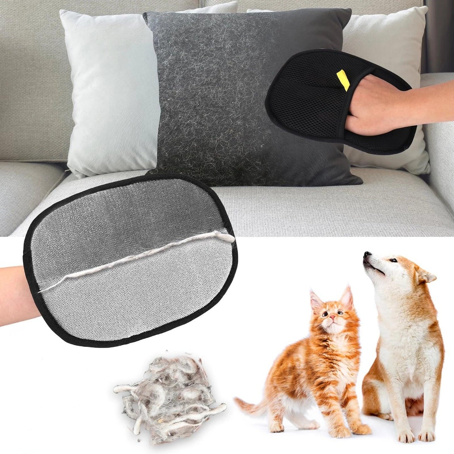 Double-Sided Pet Grooming Gloves, Cat Grooming Gloves, Pet Grooming Gloves for Dogs Bathing, Versatile Grooming Gloves for Washi - Urbizia