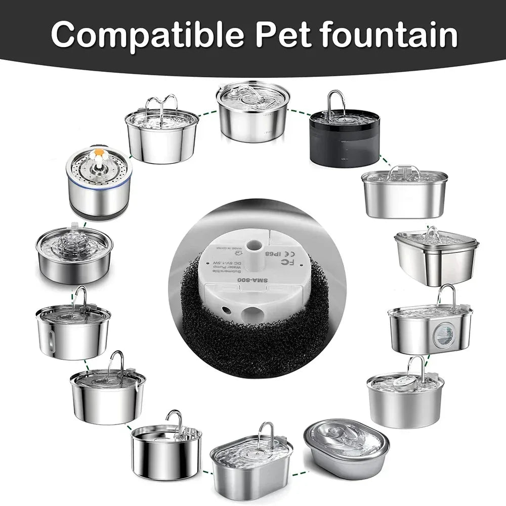 1pc Water Pump For Pet Fountain Stainless Steel Water Feeder Water Pump SMA-800 Ultra-Quiet USB（No Plug Only Water Pump ） - Urbizia
