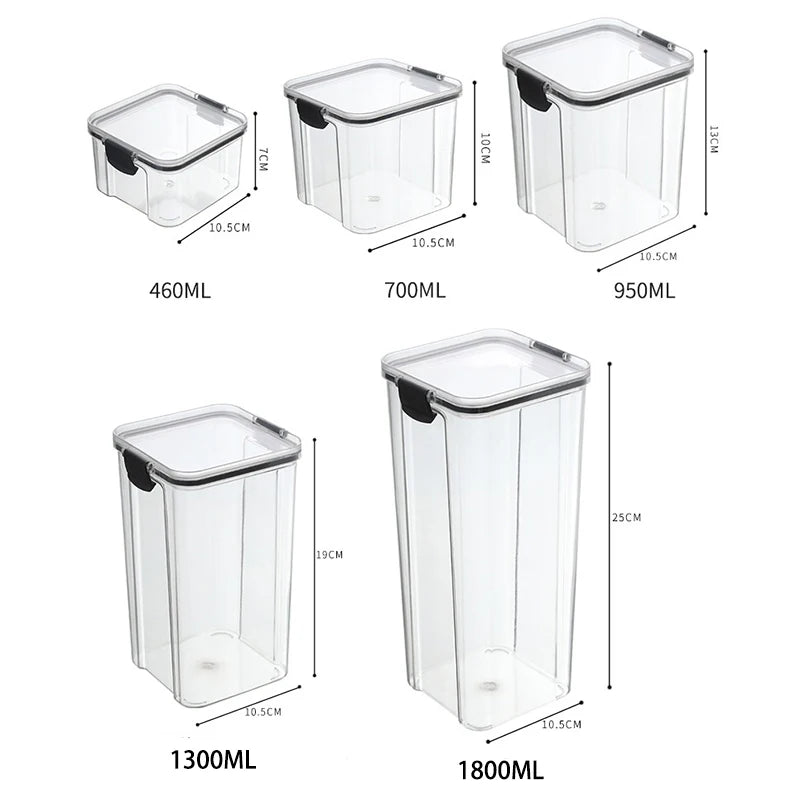 Sealed Jars Kitchen Grain Storage Organizer Large Tank Plastic Moisture-proof Storage Box Household Seasoning Jars Set 2030