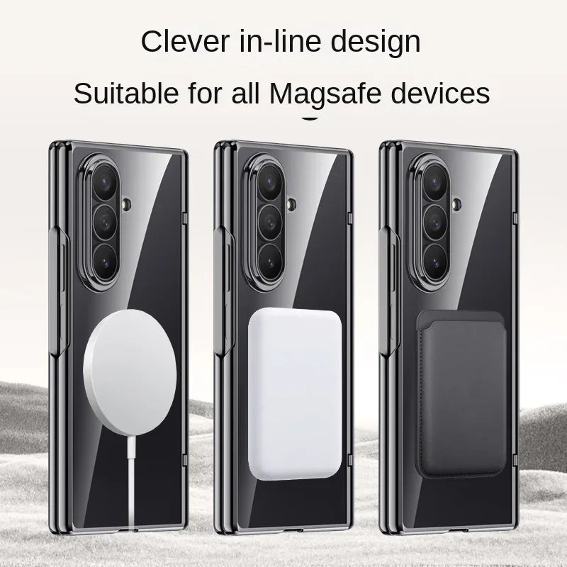 For Samsung Galaxy Z Fold 7 electroplated magnetic case with integrated tempered glass front film anti-fingerprint phone case