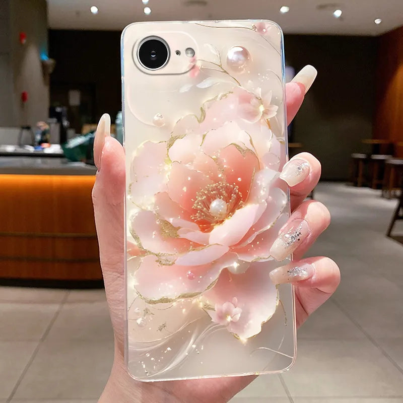 For iPhone 16e Case Clear Luxury Fashion Butterfly Flowers Soft TPU Silicone Jelly Back Cover for Apple iPhone 16e Phone Case